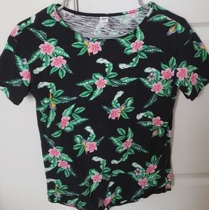 floral pattern black shirt